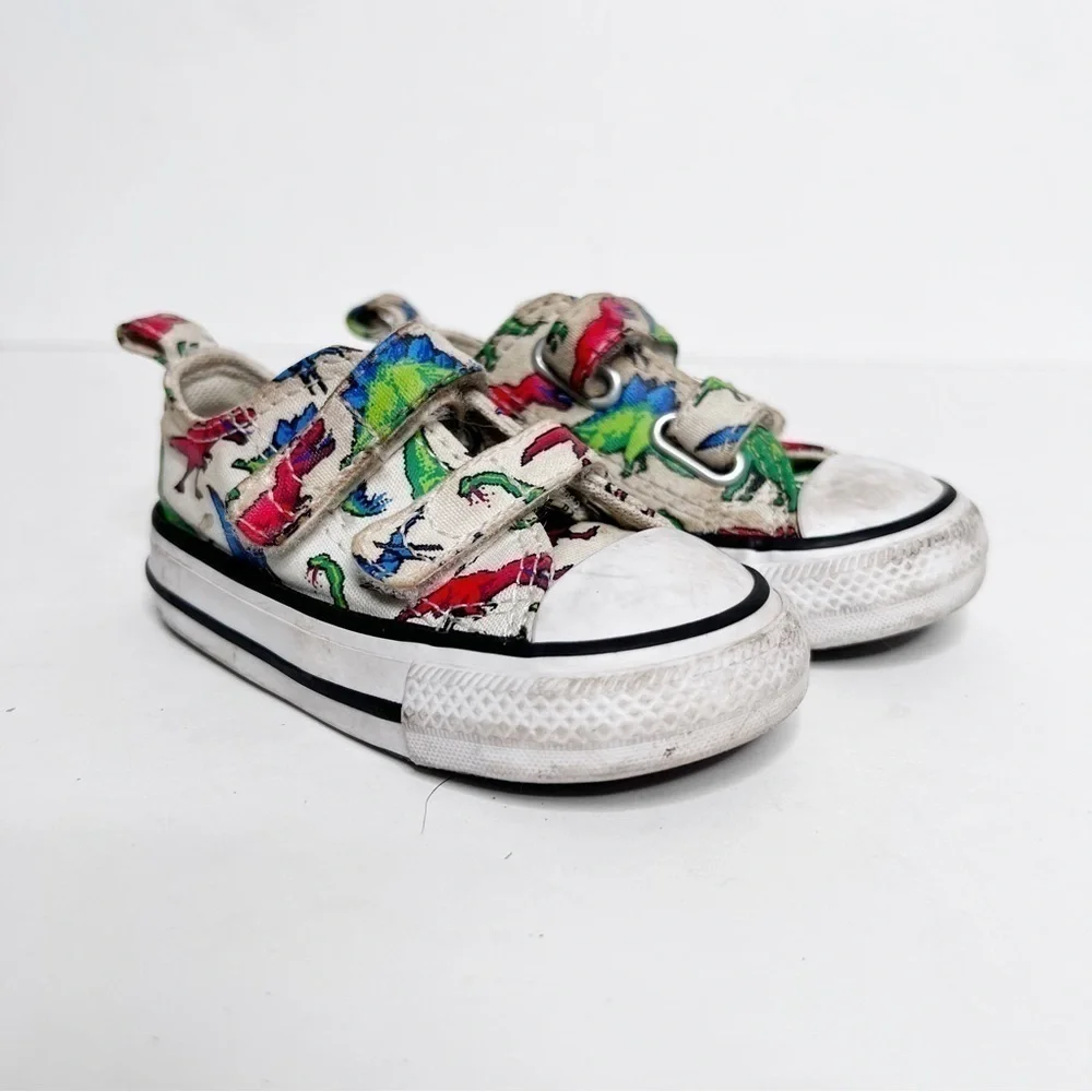 Converse Dinosaur Velcro Toddler Shoes Sneakers Size 4